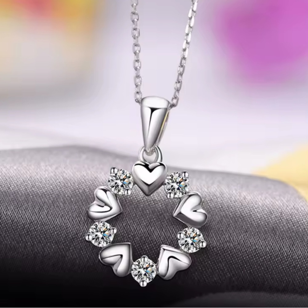 Sterling Silver Cubic Zirconia Heart Necklace